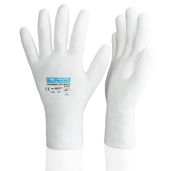 Allprotec Easywork Lite White Feinstrickhandschuh Nylon PU-teilbeschichtet Kat 2